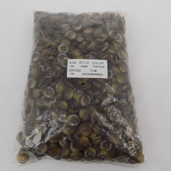 Faux Tortoise 4 hole 28L Buttons 11/16" 18mm 10 Gross 1440 Flat Opaque LOGO NIB - Picture 4 of 5